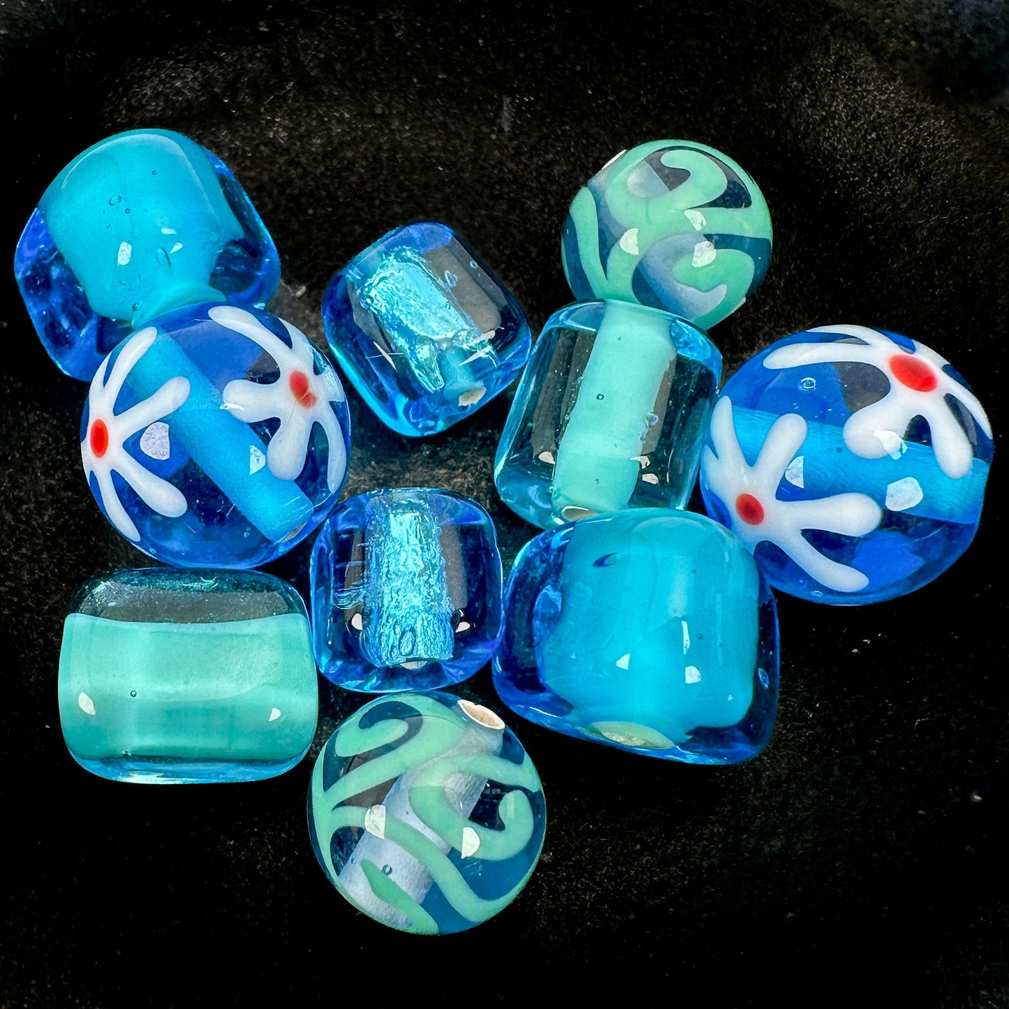 Mostly Monochrome Czech Lampwork Glass Bead Summertime Mix (11 Options Available) - 10 pcs.-The Bead Gallery Honolulu