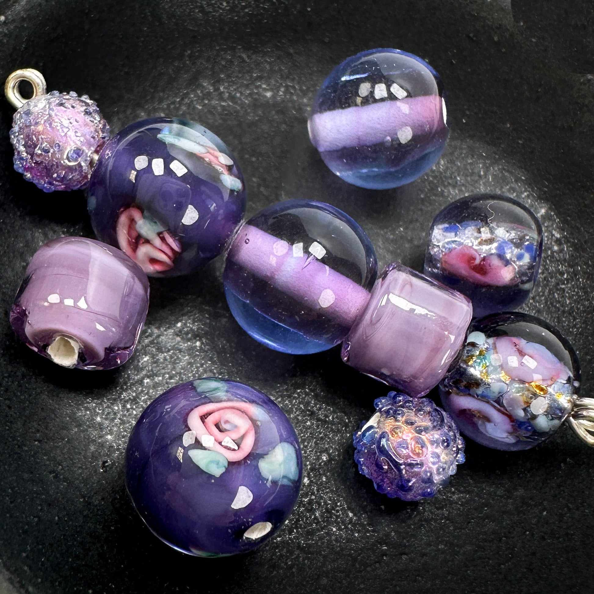 Mostly Monochrome Czech Lampwork Glass Bead Summertime Mix (11 Options Available) - 10 pcs.-The Bead Gallery Honolulu