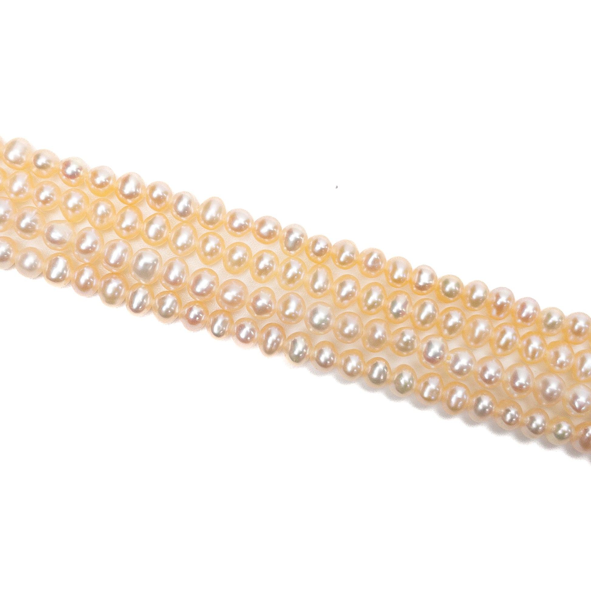 Pale Peach 4mm Potato Freshwater Pearl Bead - 7.75" Strand