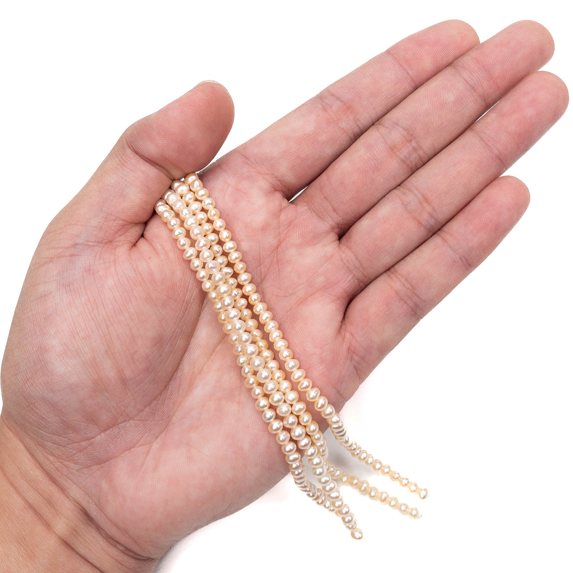 Pale Peach 4mm Potato Freshwater Pearl Bead - 7.75" Strand