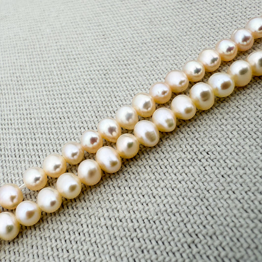 Pale Peach 4mm Potato Freshwater Pearl Bead - 7.75" Strand (GEM128)-The Bead Gallery Honolulu