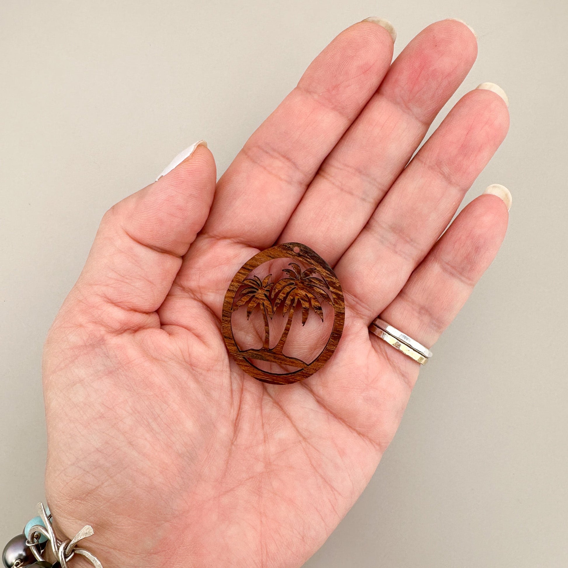 Palm Tree Koa Charm - 1 pc. (P1219)-The Bead Gallery Honolulu