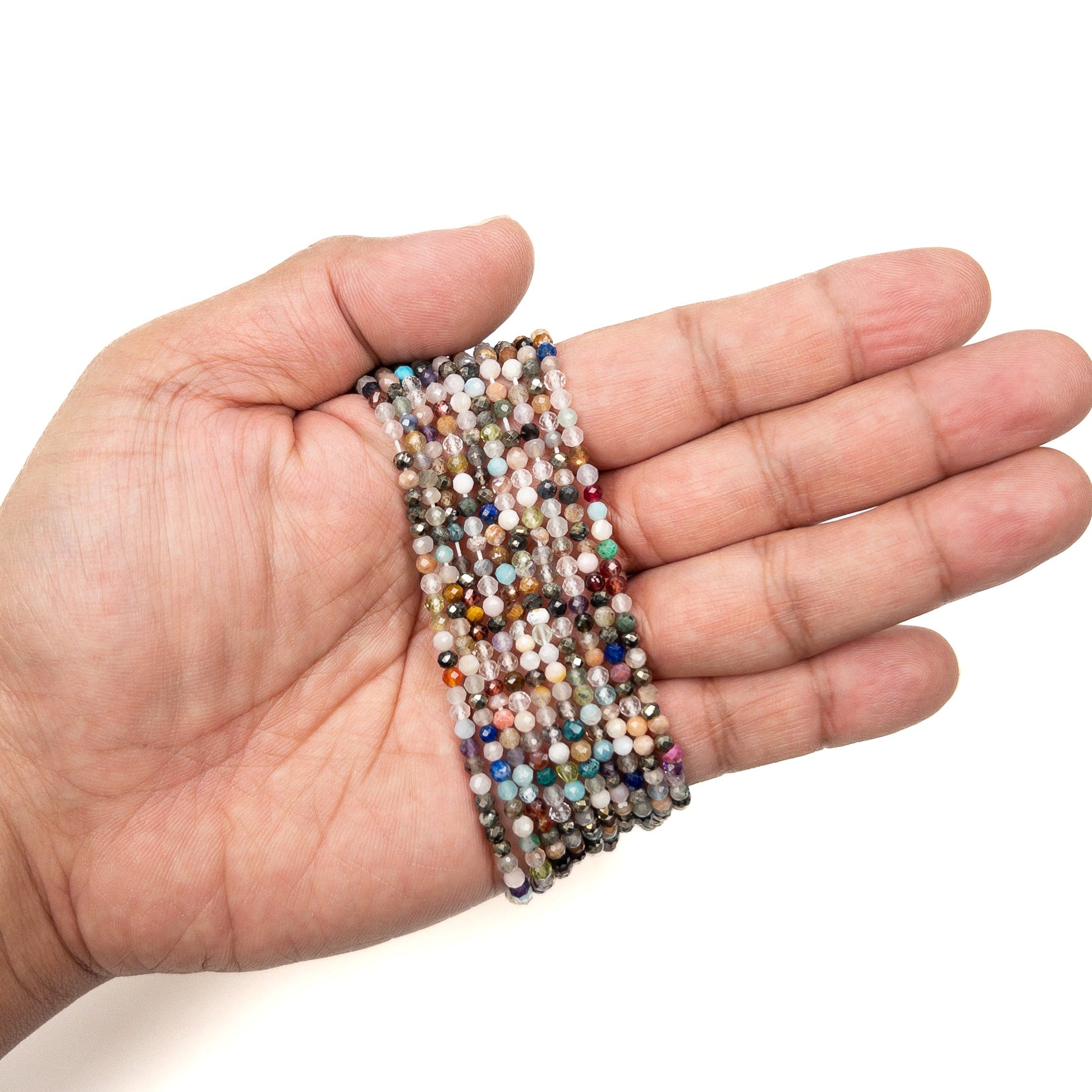 Party Mix Multi-Gemstone 3.5mm Faceted Round Bead - 12" Strand