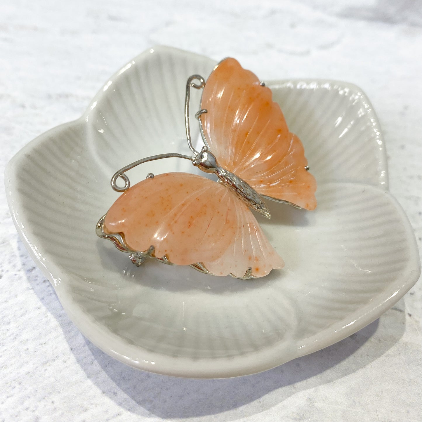 Peach Quartz Butterfly Brooch - 1 pc. (J138)-The Bead Gallery Honolulu