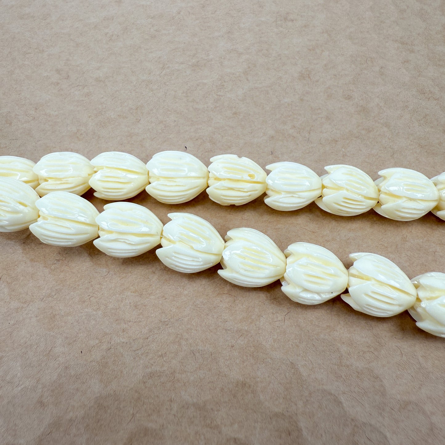 Pikake 10x12mm Large Cream Resin Bead (GEM2402)-The Bead Gallery Honolulu