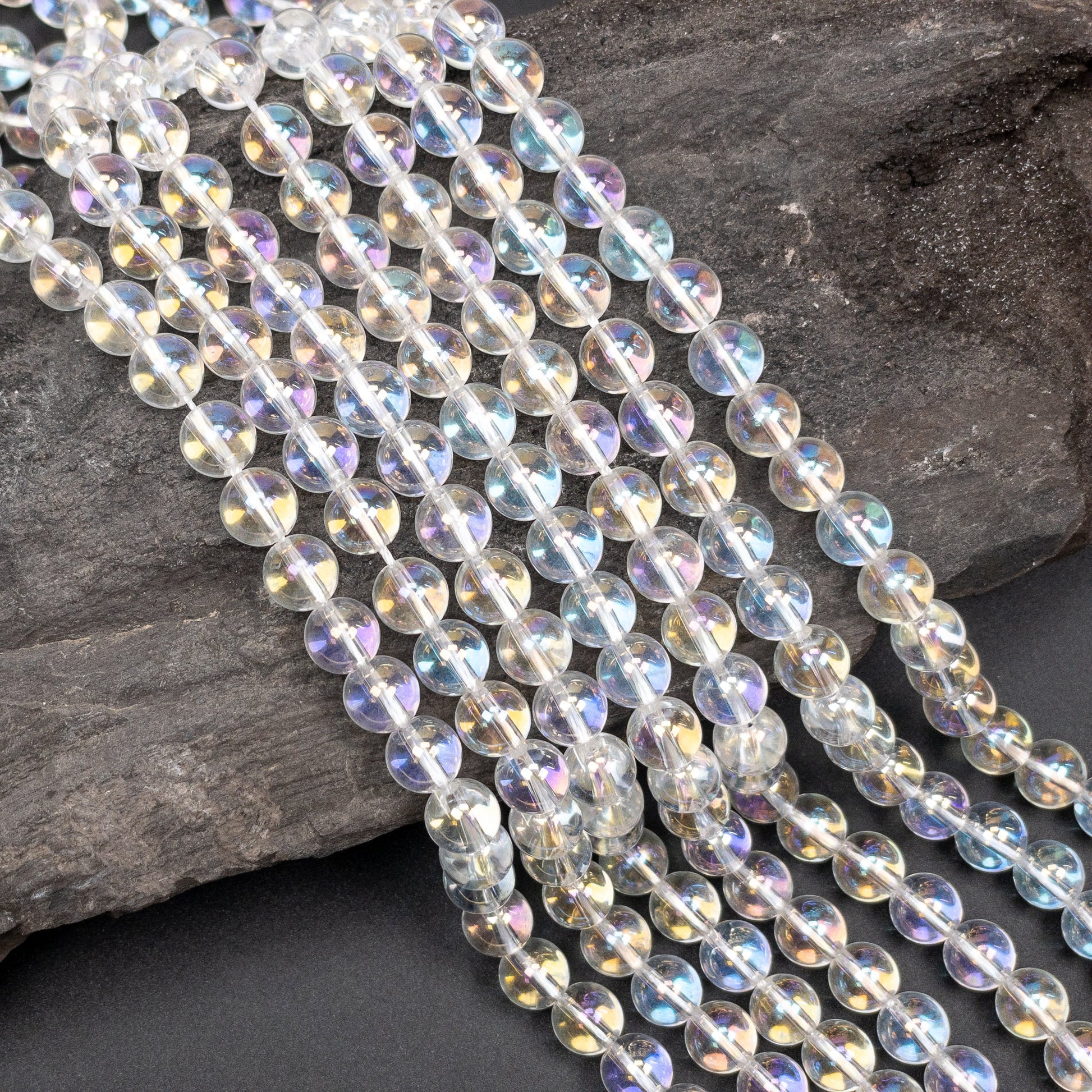 Angel Aura Quartz 8mm Round Bead - 7" Strand