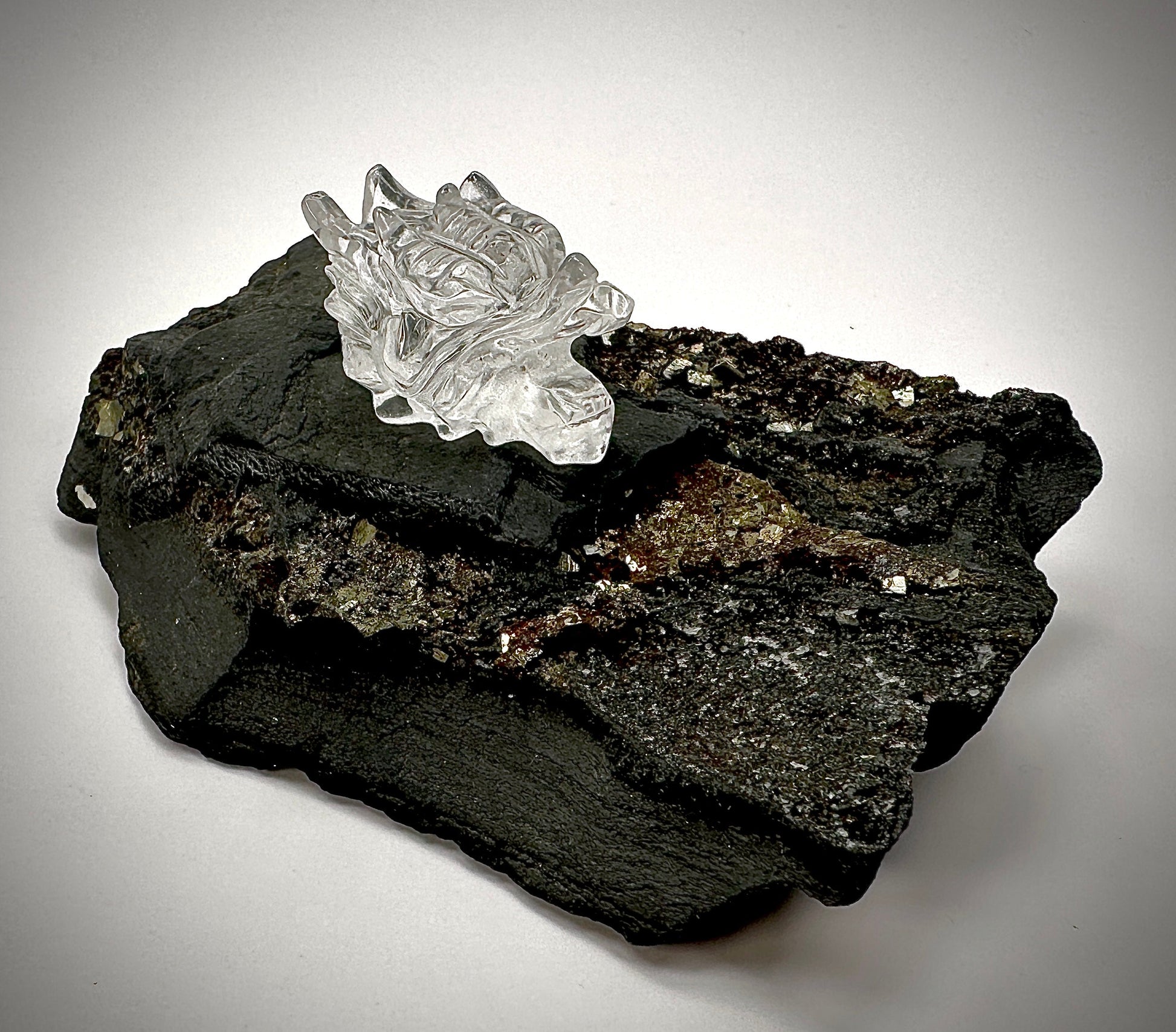 Crystal Quartz Dragon Head Bead - 1 pc. (P3092)-The Bead Gallery Honolulu