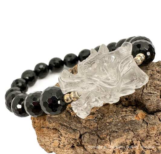 Crystal Quartz Dragon Head Bead - 1 pc. (P3092)-The Bead Gallery Honolulu