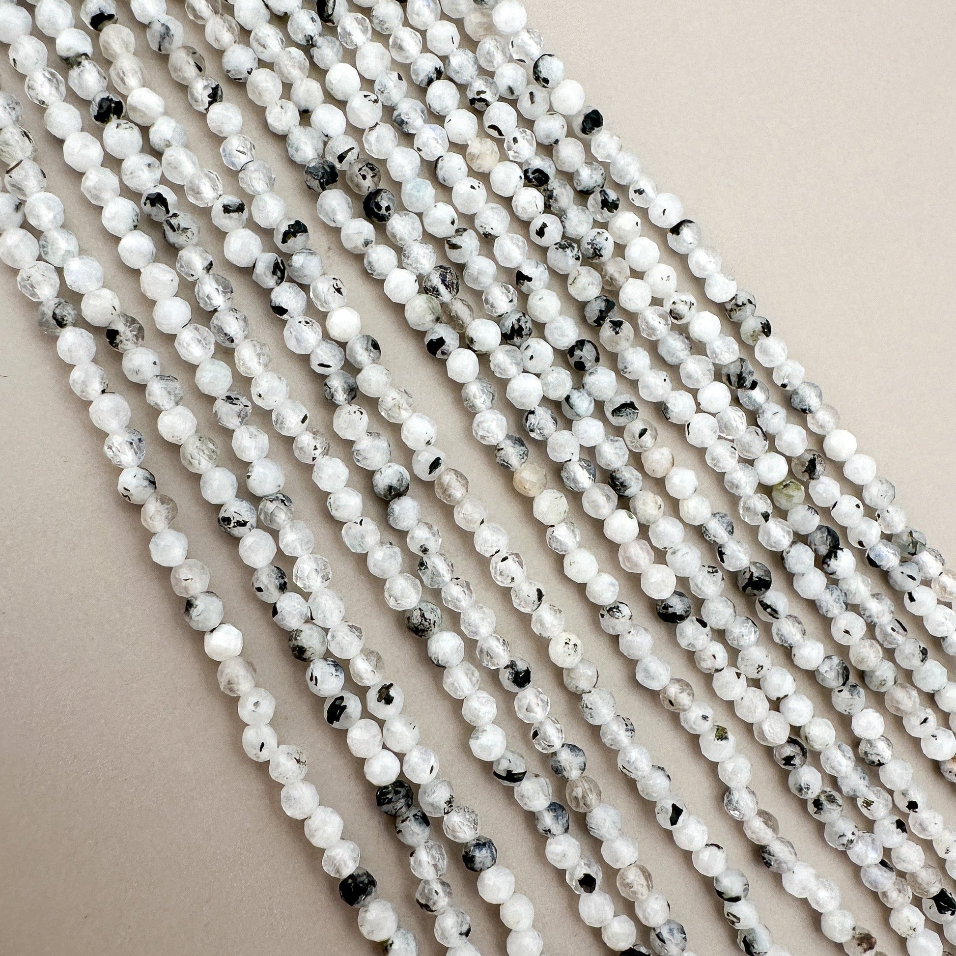 Rainbow Moonstone 2.5mm Faceted Round Bead Strand - 7.5" Strand (GEM1800)-The Bead Gallery Honolulu