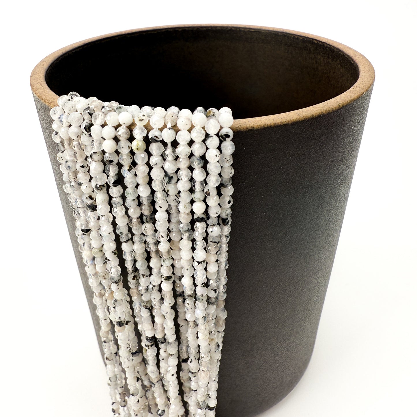 Rainbow Moonstone 2.5mm Faceted Round Bead Strand - 7.5" Strand (GEM1800)-The Bead Gallery Honolulu