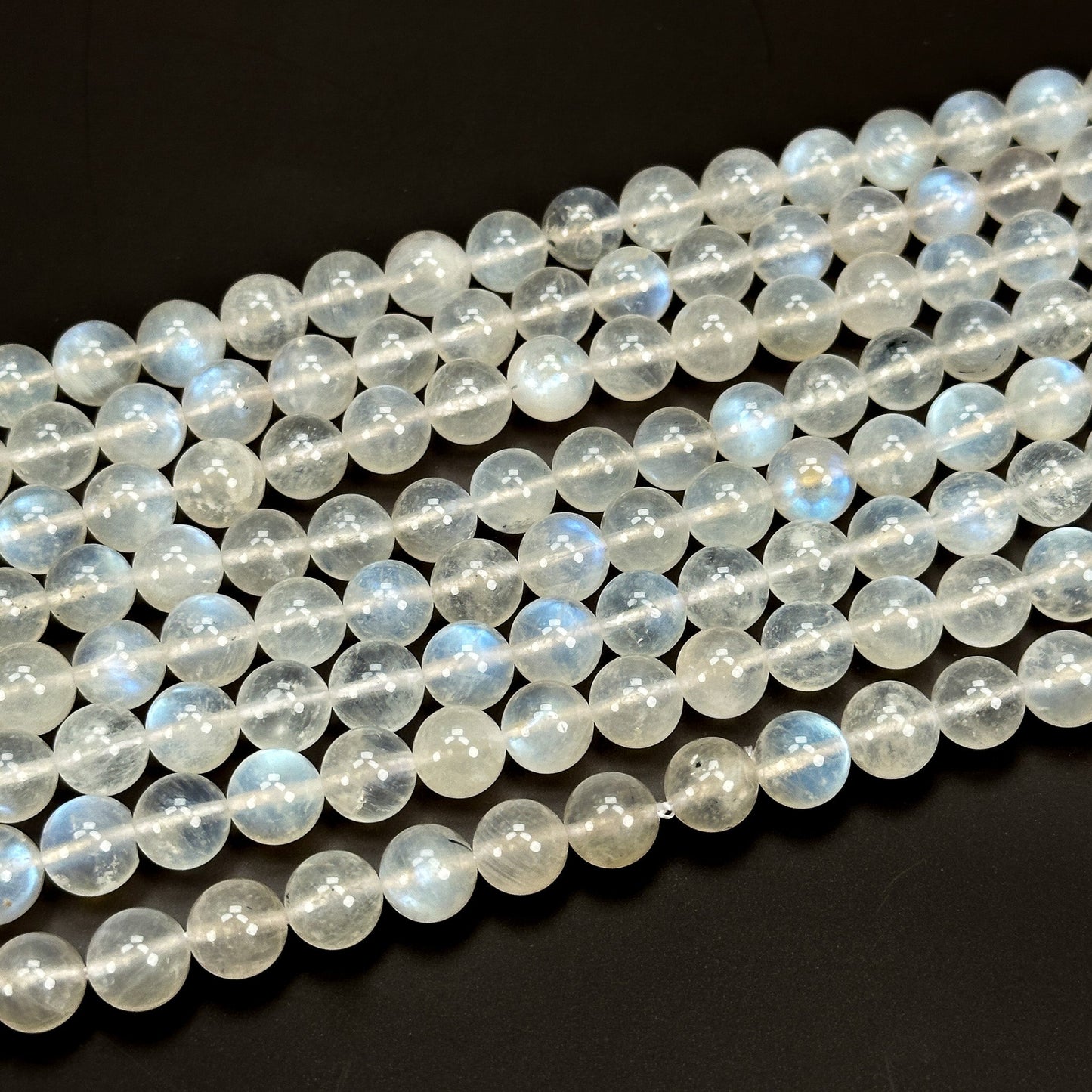 Rainbow Moonstone 8.5mm Smooth Round Bead - 7.5" Strand (GEM2189)-The Bead Gallery Honolulu