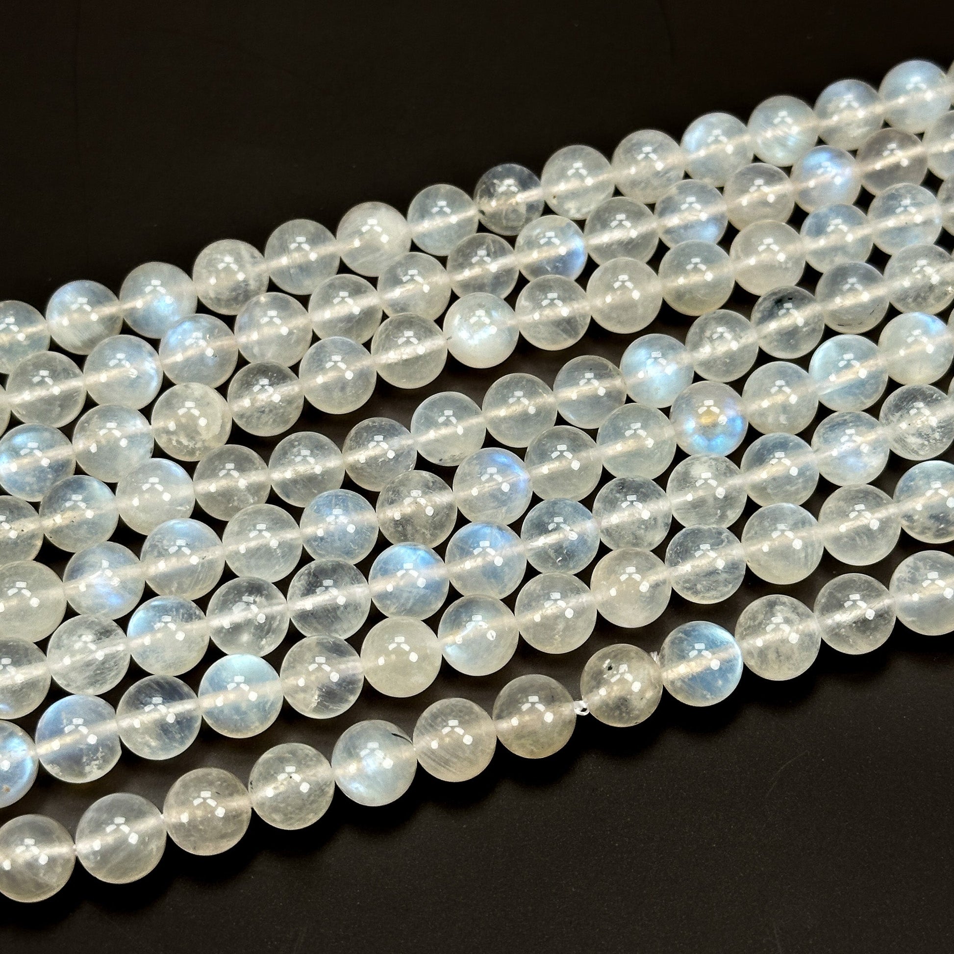 Rainbow Moonstone 8.5mm Smooth Round Bead - 7.5" Strand (GEM2189)-The Bead Gallery Honolulu