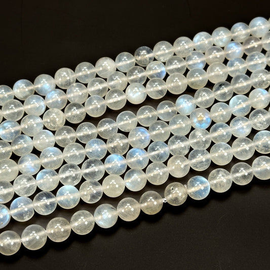 Rainbow Moonstone 8.5mm Smooth Round Bead - 7.5" Strand (GEM2189)-The Bead Gallery Honolulu