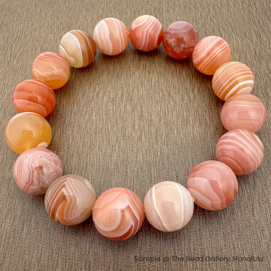 Red Botswana Agate 12mm Round Bead - 7.5" Strand (GEM1654)-The Bead Gallery Honolulu