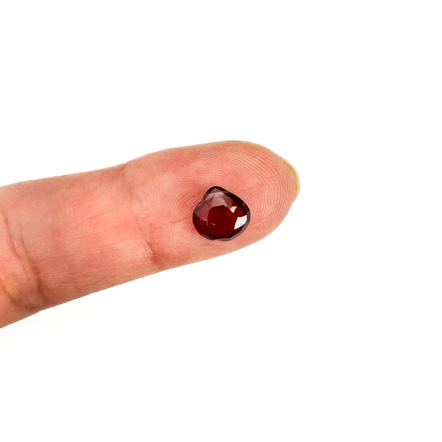 Red Garnet Flat Faceted Heart Tip Drilled Briolette Bead - 1 pc. (P3275)-The Bead Gallery Honolulu