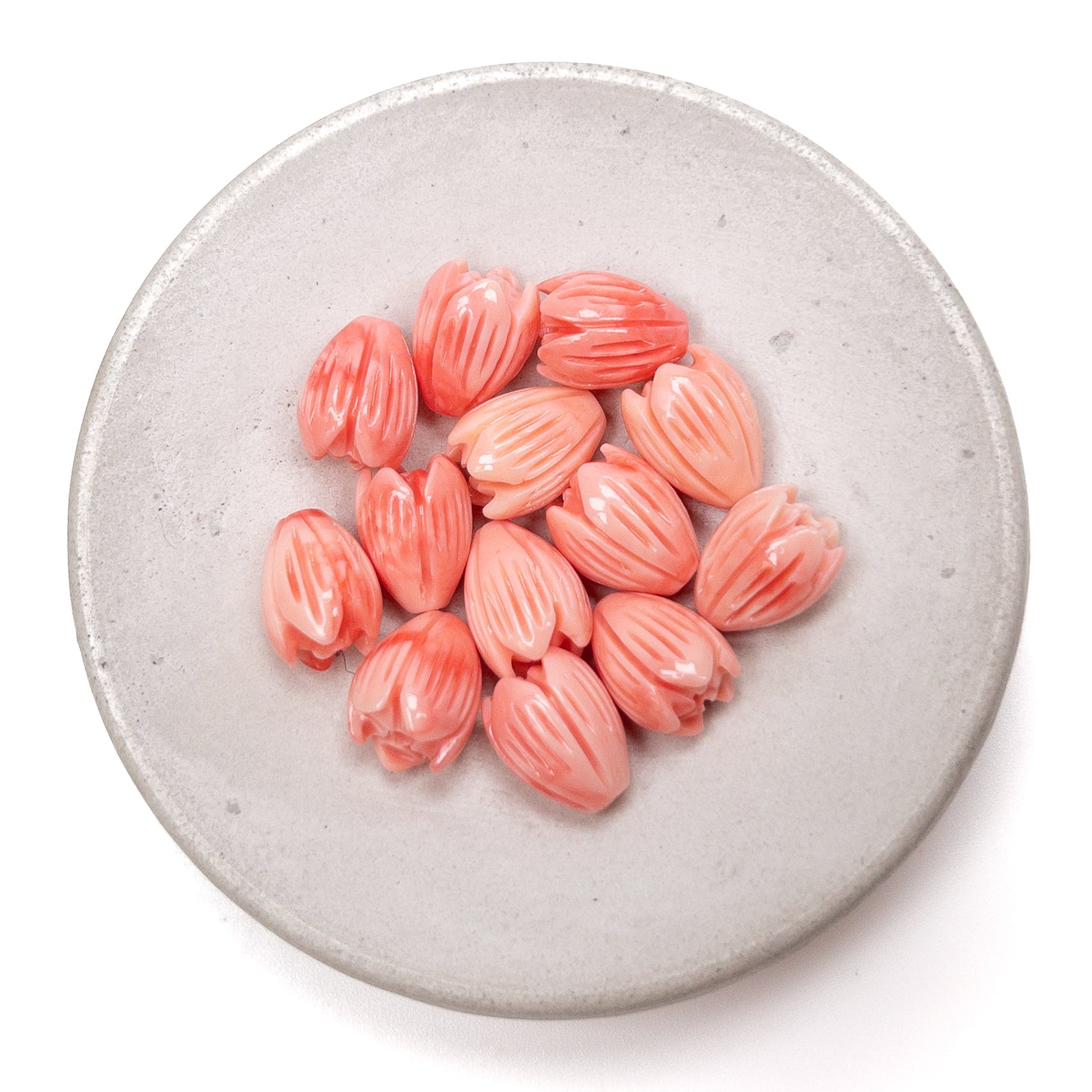 Pink Coral Color Reconstituted Shell Pikake Bead - 3 pcs.