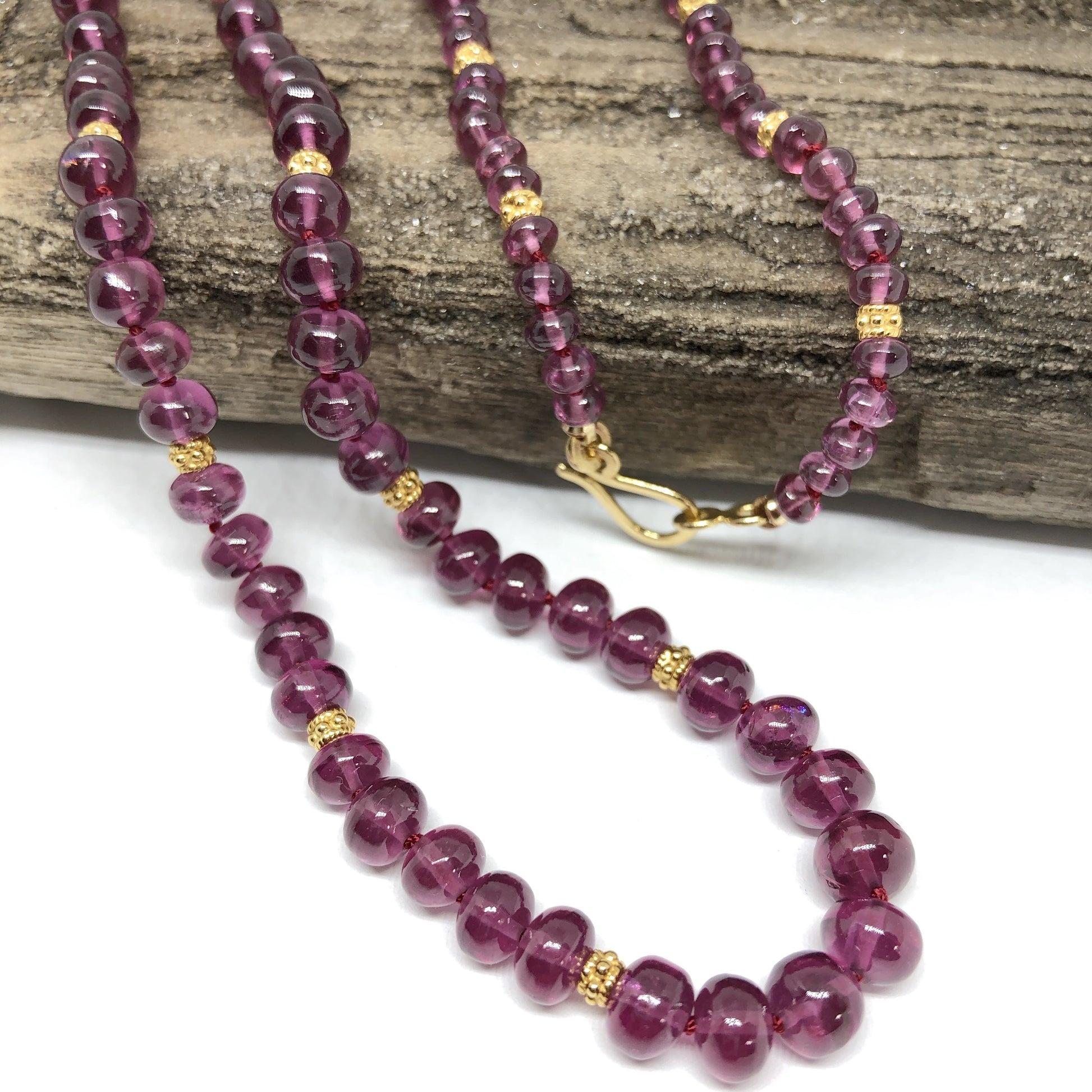Rhodolite Garnet Knotted Necklace