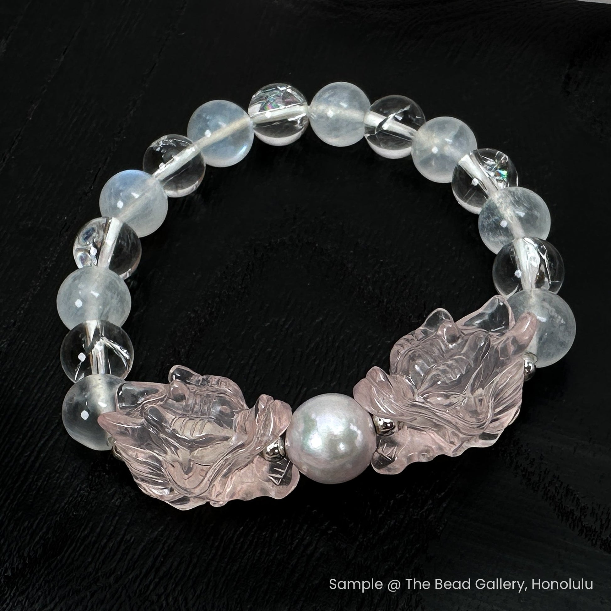 Rose Quartz Dragon Head Bead - 1 pc. (P3197)-The Bead Gallery Honolulu