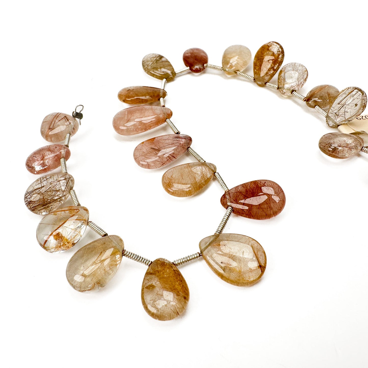 Rutilated Quartz 8x12mm Top-Drill Smooth Briolette Bead - 8" Strand-The Bead Gallery Honolulu