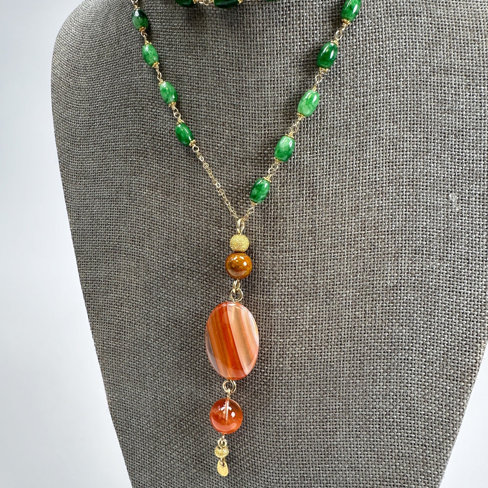 Sado Jasper, Sardonyx, and Rabbit Hair Rutile Mala Bead Mix - 3 pcs. (MIX094)-The Bead Gallery Honolulu