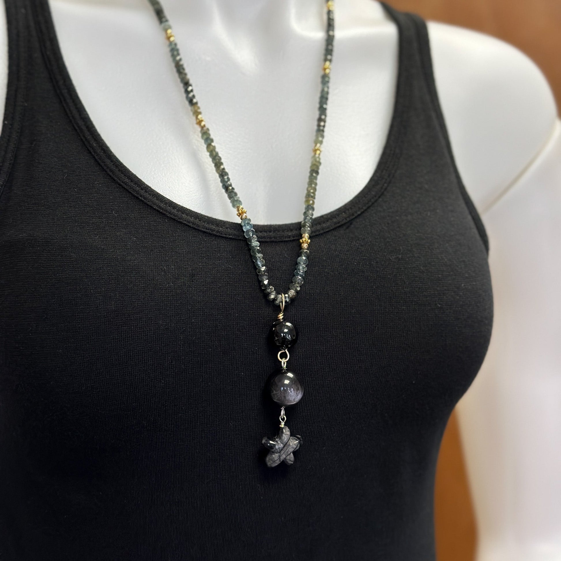 Silver Obsidian, Hypersthene, and Picasso Jasper Mala Bead Mix -3 pcs. (MIX096)-The Bead Gallery Honolulu