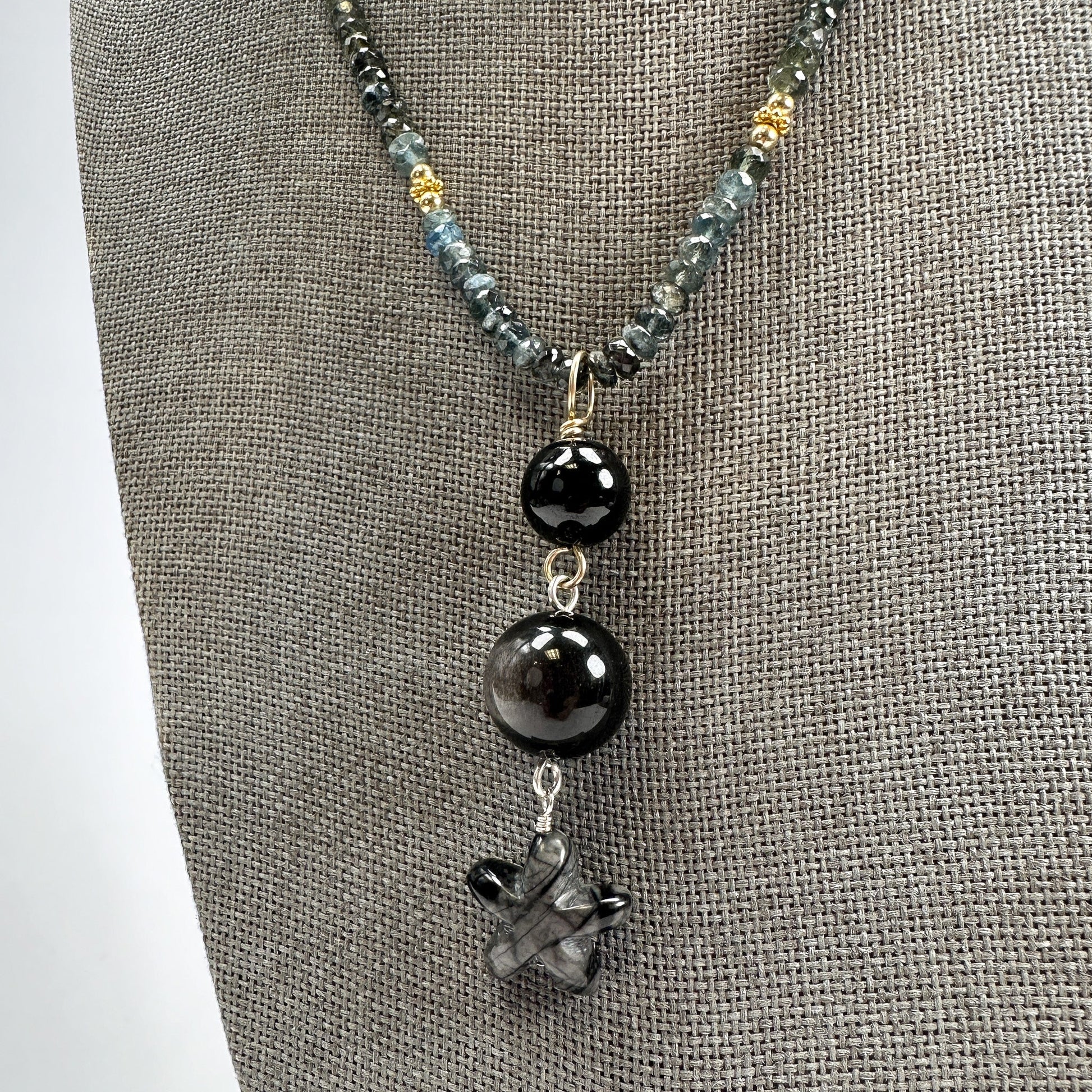 Silver Obsidian, Hypersthene, and Picasso Jasper Mala Bead Mix -3 pcs. (MIX096)-The Bead Gallery Honolulu
