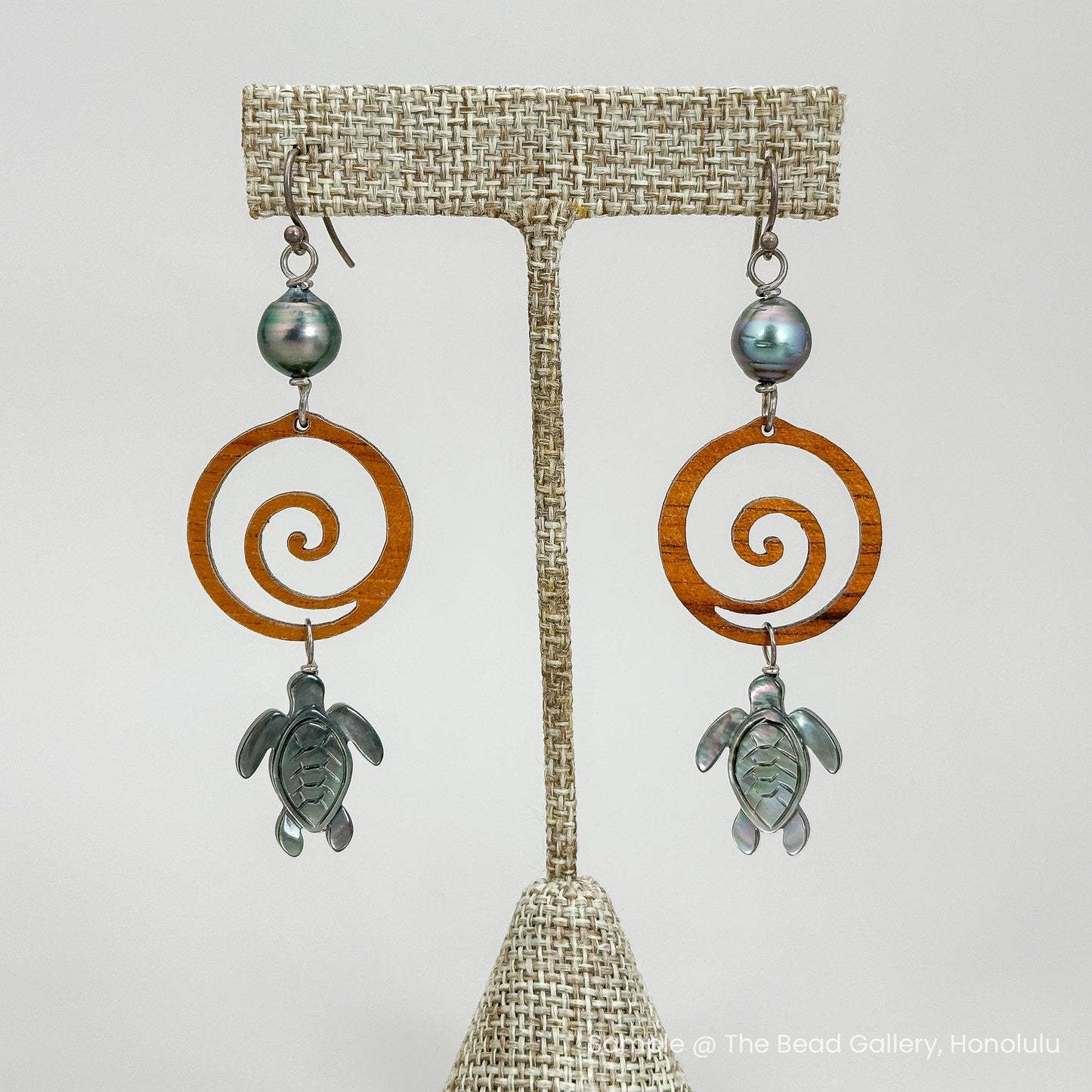 Spiral Wave Koa Charm (P702)-The Bead Gallery Honolulu