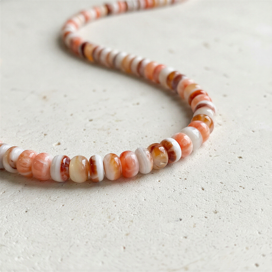 Natural Baja Spiny Oyster 4mm Smooth Rondelle Bead (4 inch/P3440)