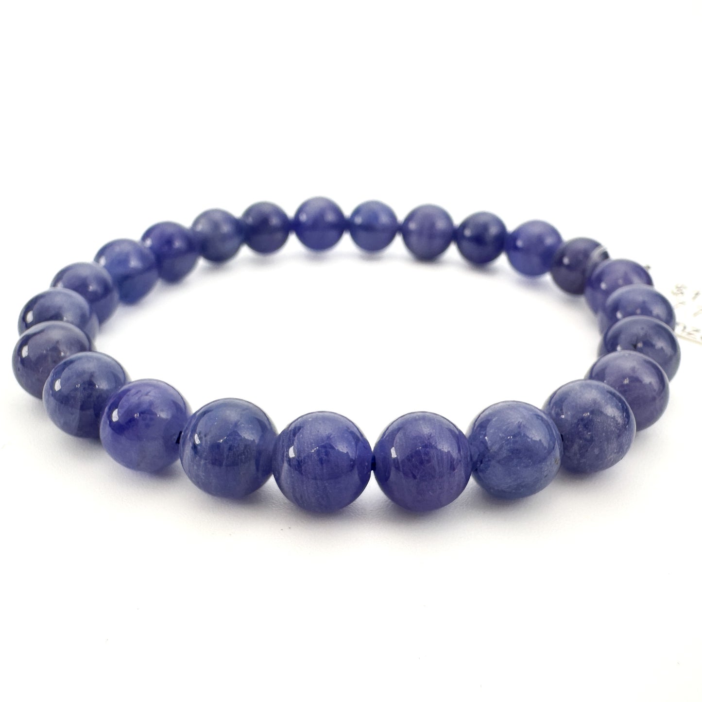Tanzanite 7.75mm Smooth Round Stretchy Cord Bracelet (J297)-The Bead Gallery Honolulu