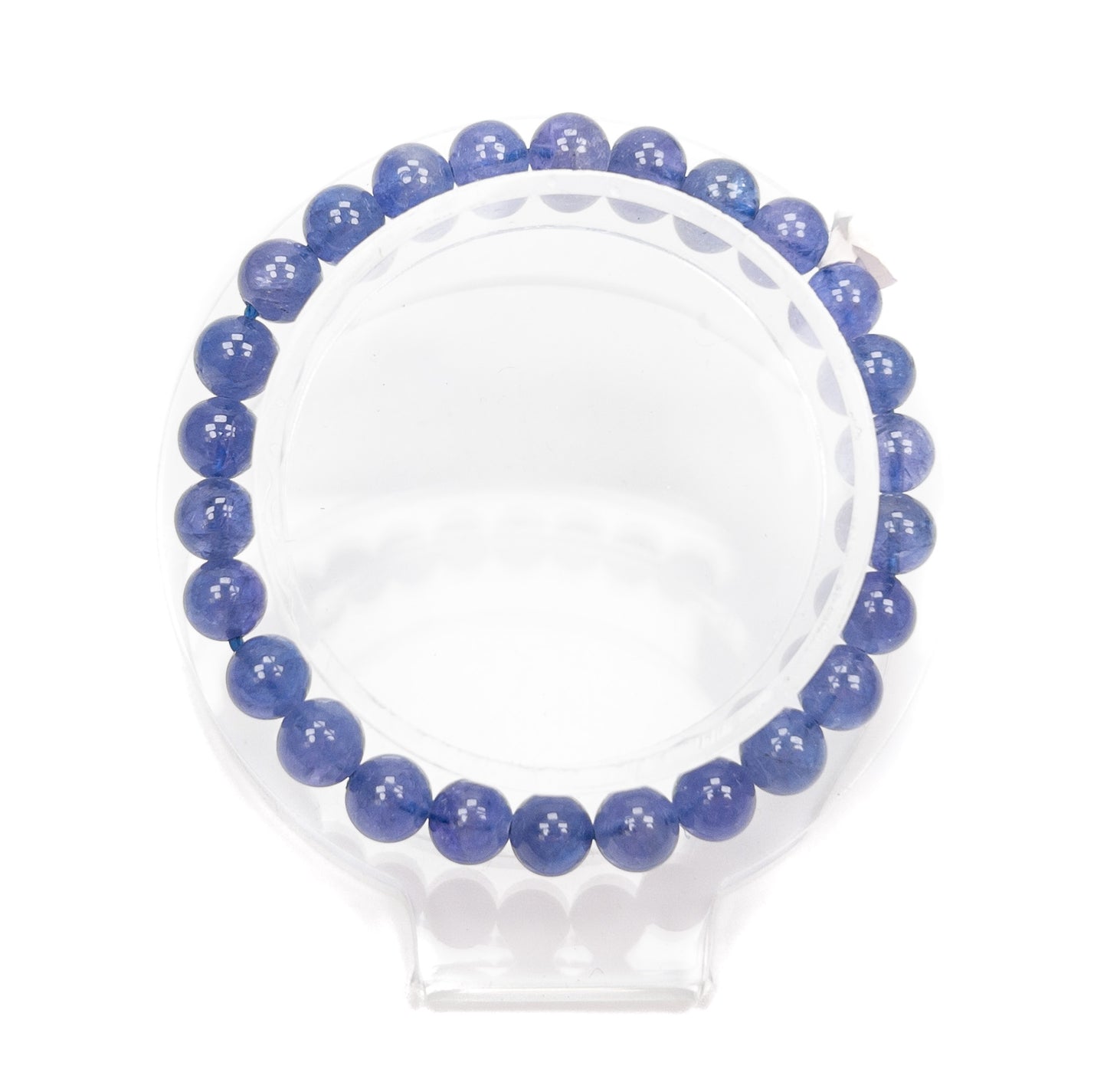 Tanzanite Stretchy Cord Bracelet 7mm Smooth Round Bead - 1 pc. (FJ007)-The Bead Gallery Honolulu