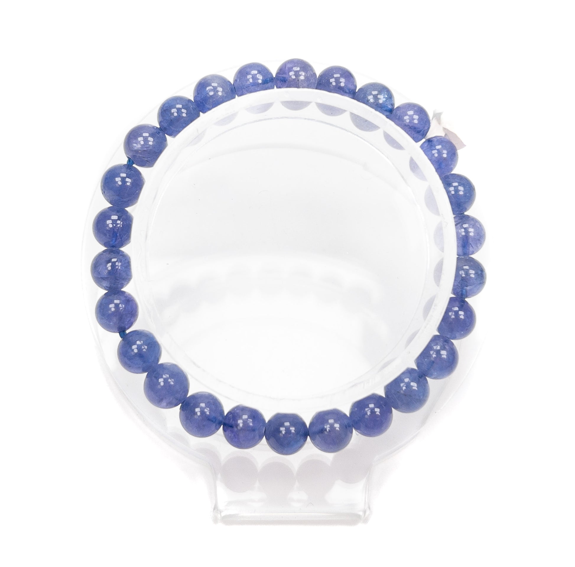 Tanzanite Stretchy Cord Bracelet 7mm Smooth Round Bead - 1 pc. (FJ007)-The Bead Gallery Honolulu