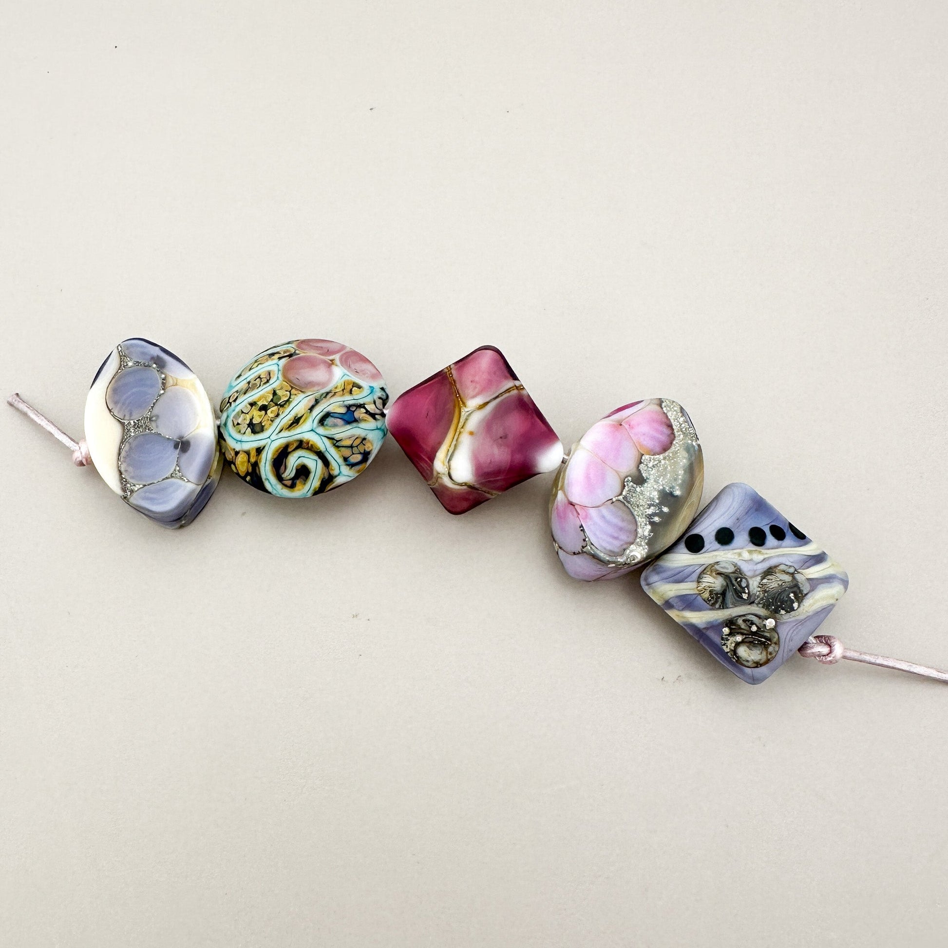 Tenessa Handmade Glass Bead Sets (Limited!!)! - 5 pcs. (LB281)-The Bead Gallery Honolulu