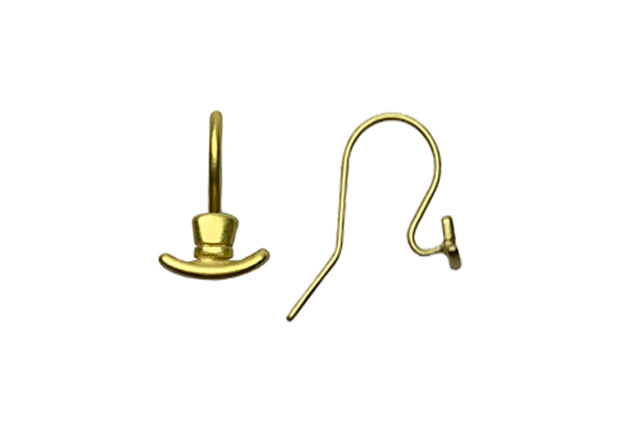 Top Hat Earwire (2 Metal Options) - 1 pair-The Bead Gallery Honolulu