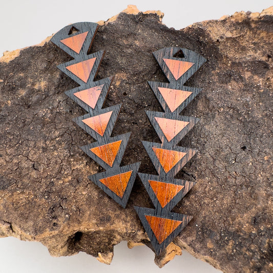 Tribal Drop With Black Border Koa Charm - 1 pc. (P1180)-The Bead Gallery Honolulu