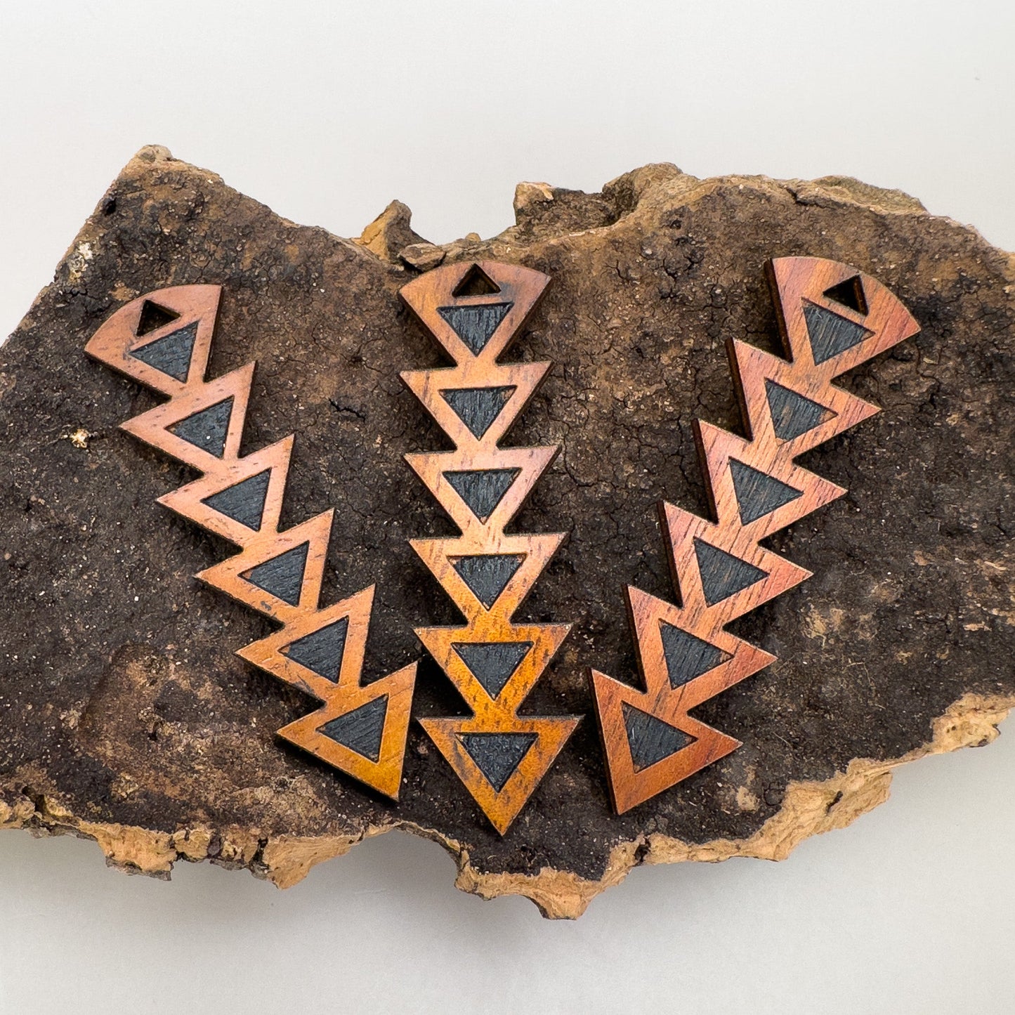 Tribal Drop With Black Interior Koa Charm - 1 pc. (P1171)-The Bead Gallery Honolulu