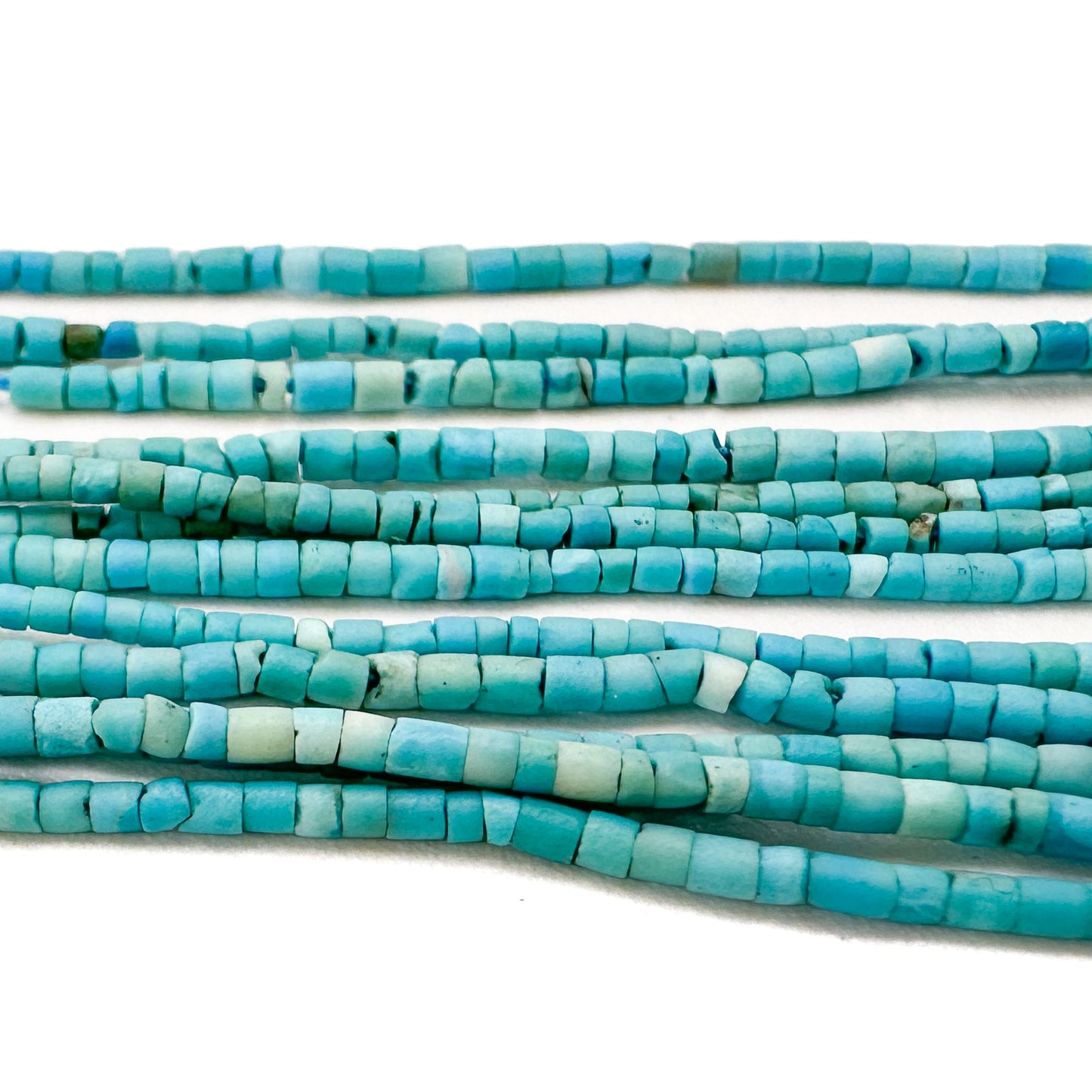 Turquoise Matte 1.5mm Rustic Tube Bead - 13" Strand-The Bead Gallery Honolulu