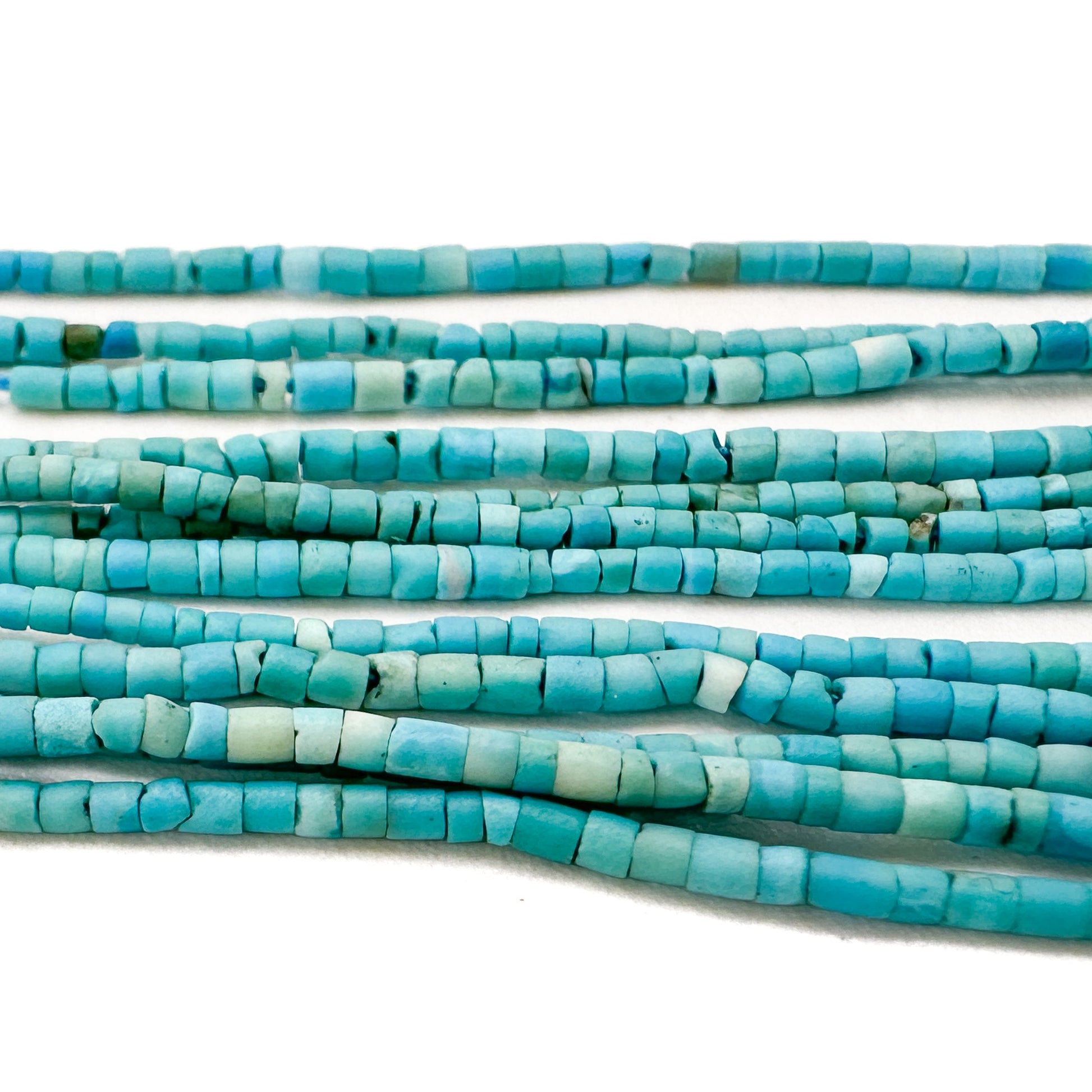 Turquoise Matte 1.5mm Rustic Tube Bead - 13" Strand-The Bead Gallery Honolulu