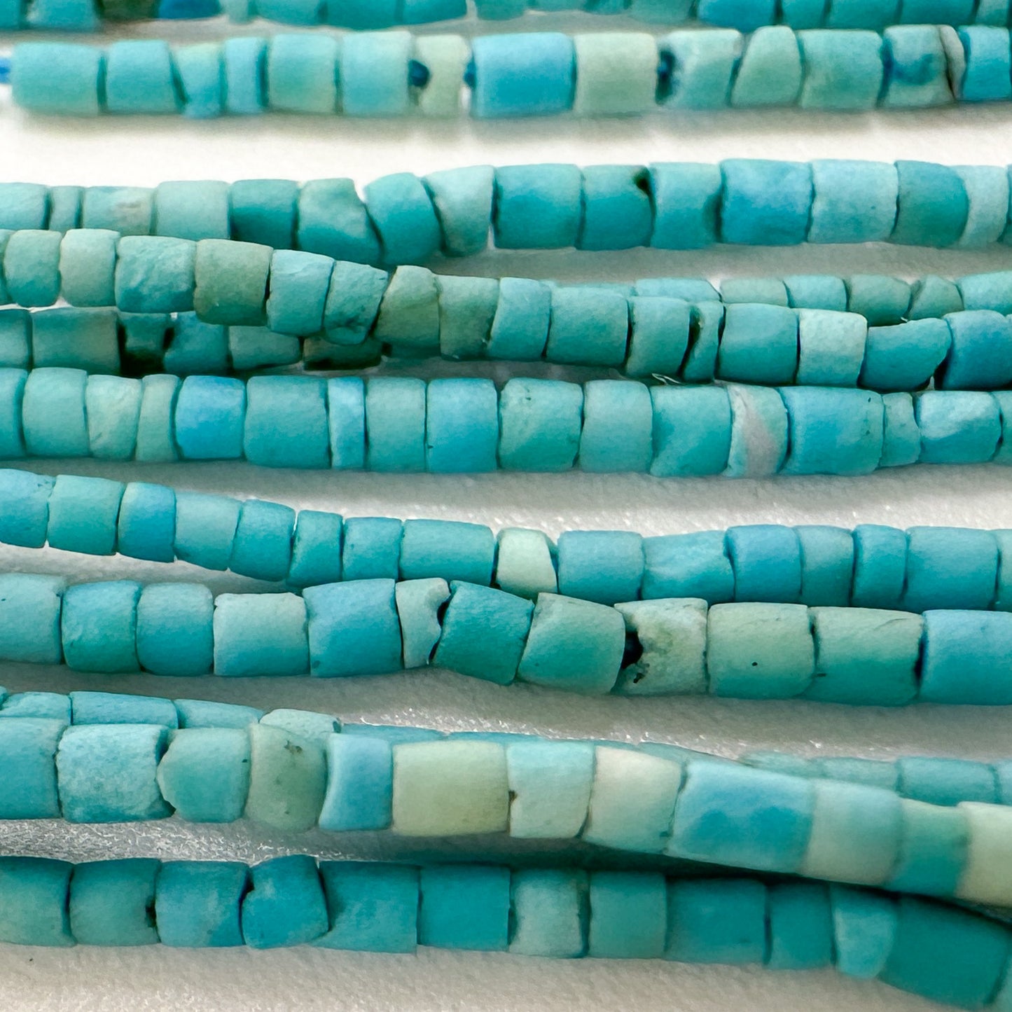 Turquoise Matte 1.5mm Rustic Tube Bead - 13" Strand-The Bead Gallery Honolulu