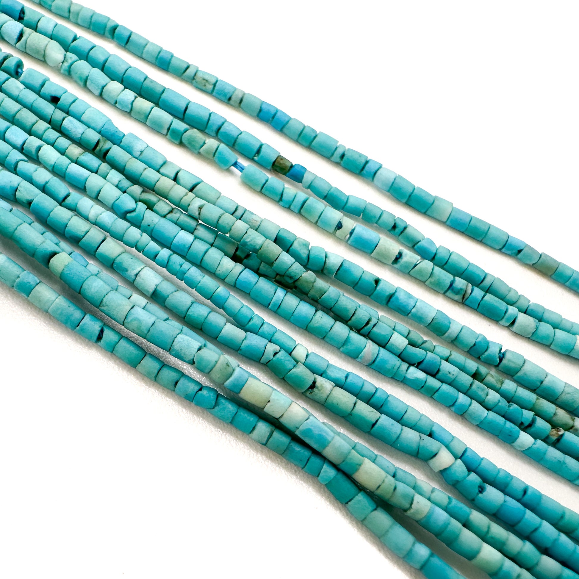 Turquoise Matte 1.5mm Rustic Tube Bead - 13" Strand-The Bead Gallery Honolulu