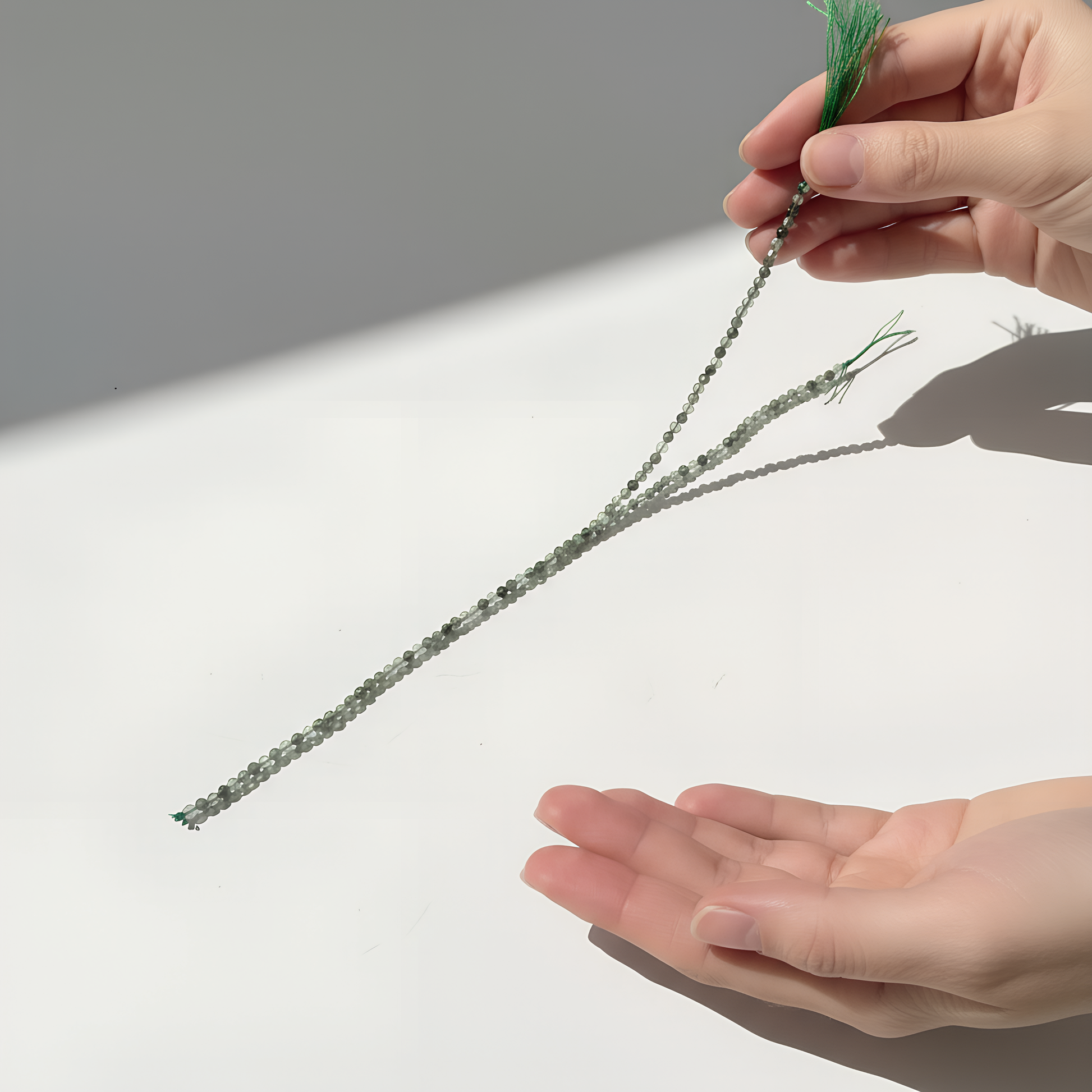 Green Phantom Quartz 3mm Faceted Round Bead Strand - 7.5" Strand (GEM1732)