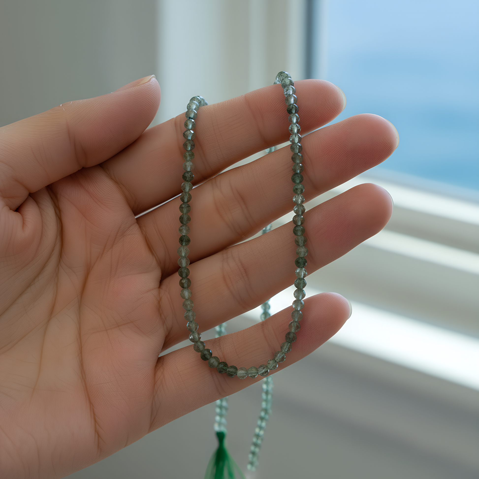 Green Phantom Quartz 3mm Faceted Round Bead Strand - 7.5" Strand (GEM1732)