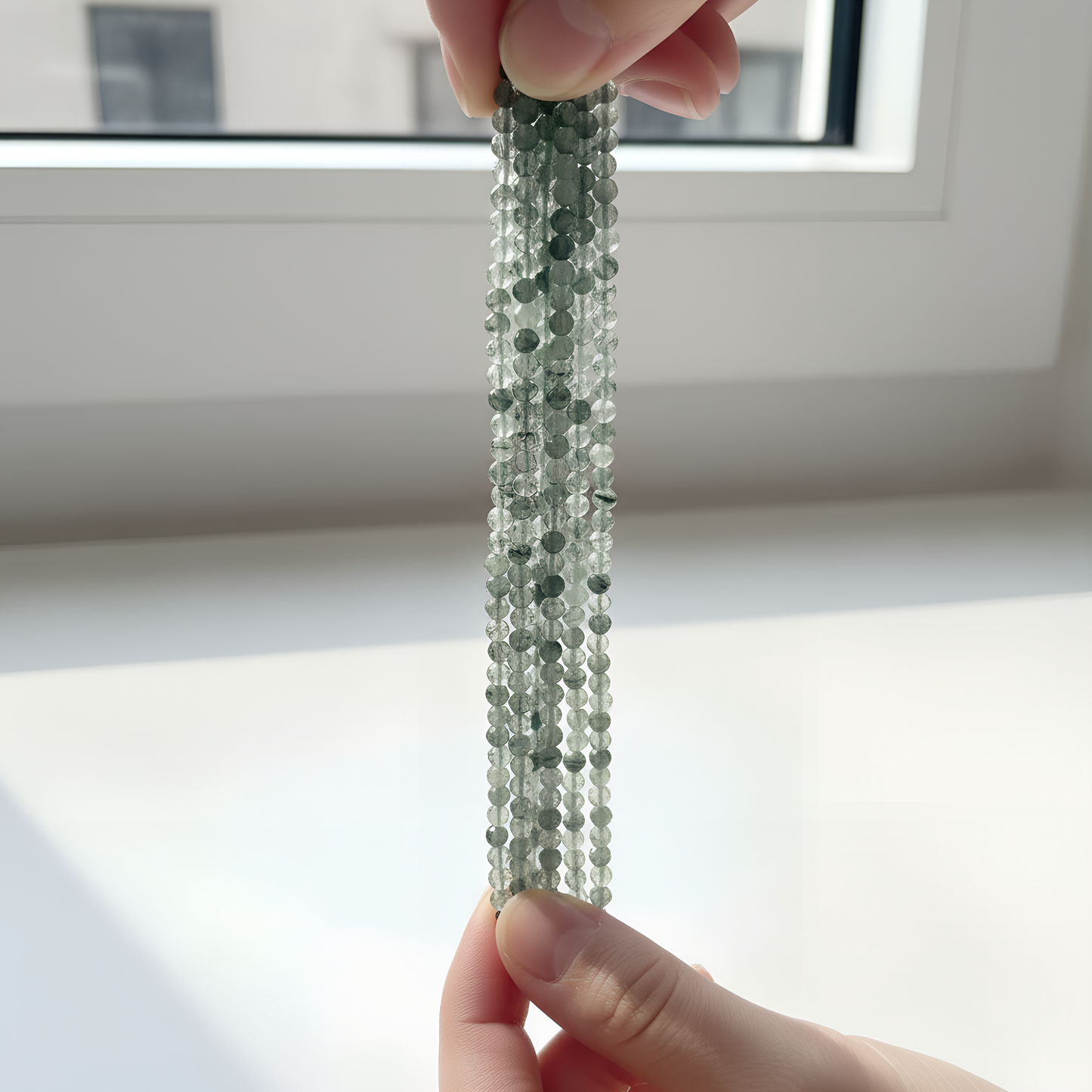 Green Phantom Quartz 3mm Faceted Round Bead Strand - 7.5" Strand (GEM1732)