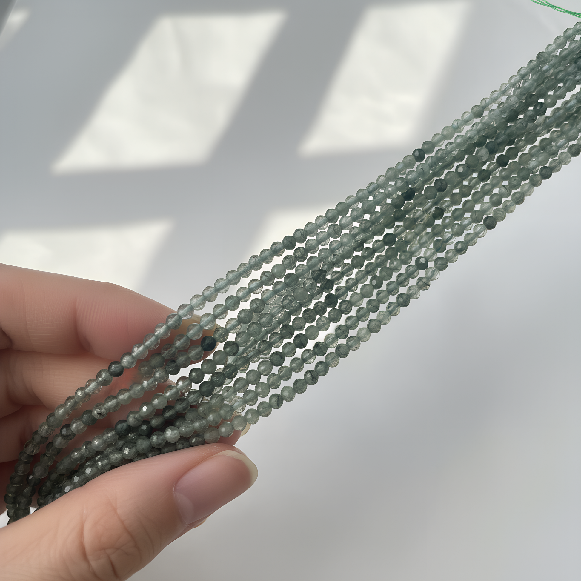 Green Phantom Quartz 3mm Faceted Round Bead Strand - 7.5" Strand (GEM1732)