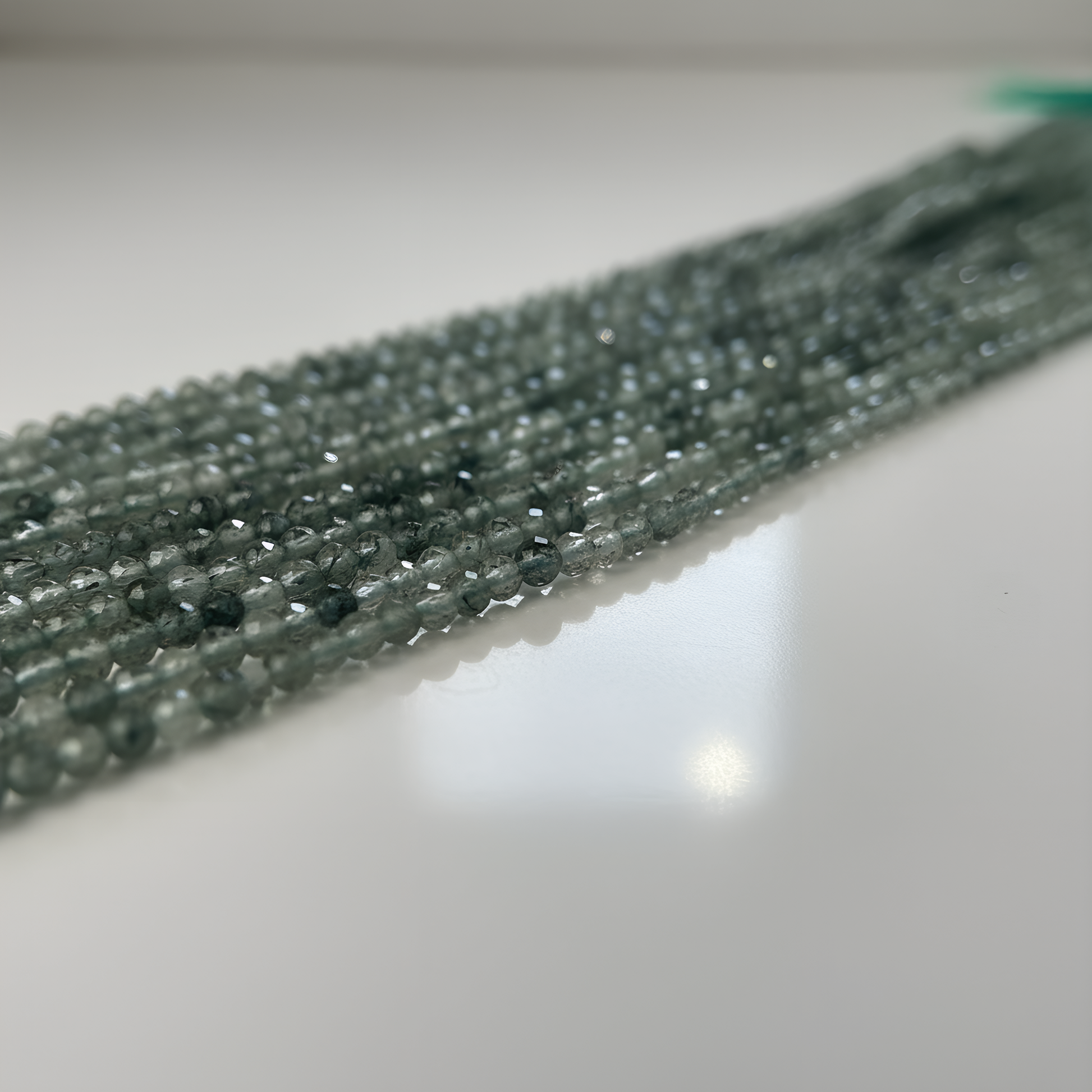 Green Phantom Quartz 3mm Faceted Round Bead Strand - 7.5" Strand (GEM1732)