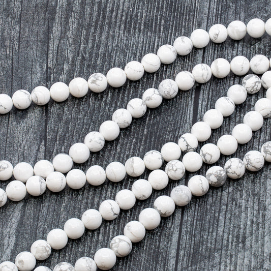 White Howlite 10mm Round Bead - 8" Strand